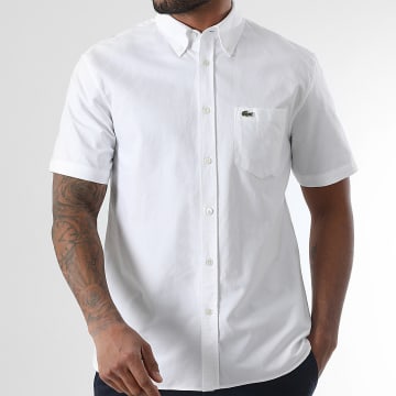 Lacoste - Chemise Manches Courtes Logo Brodé Crocodile Blanc