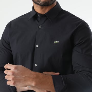 Lacoste - Chemise Manches Longues Logo Brodé Crocodile Noir