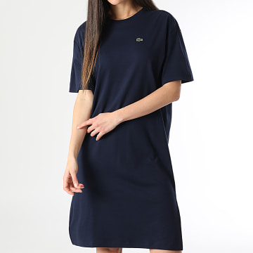Lacoste - Robe Femme Logo Brodé Crocodile Bleu Marine