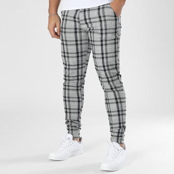 Frilivin - Pantalon A Carreaux Gris Chiné