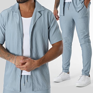 Frilivin - Conjunto de camisa de manga corta y pantalón 385 Azul claro