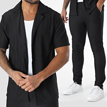 Frilivin - Conjunto de camisa de manga corta y pantalón 385 Negro