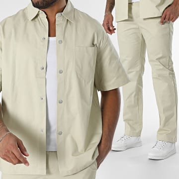 Frilivin - Ensemble Chemise Manches Courtes Et Pantalon Beige