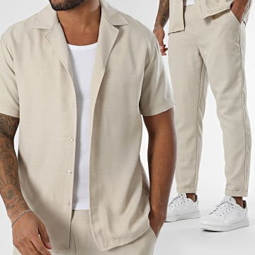 Frilivin - Ensemble Chemise Manches Courtes Et Pantalon Jogging Beige