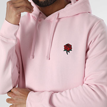 Luxury Lovers - Felpa con cappuccio con ricamo di rose rosa