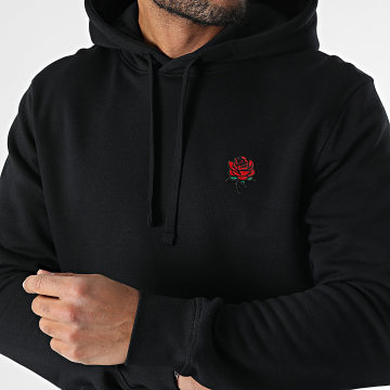 Luxury Lovers - Hoodie Embroidery Roses Black