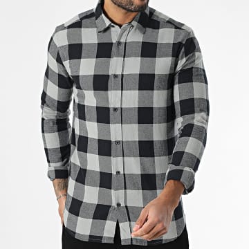 Only And Sons - Chemise Manches Longues A Carreaux Gudmund Gris Noir