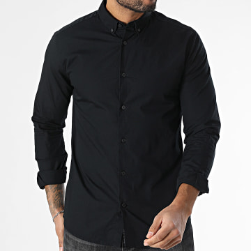 Only And Sons - Hemd Langarm Slim Poplin Schwarz