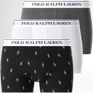 Polo Ralph Lauren - Lot De 3 Boxers Blanc Gris Anthracite Chiné Noir