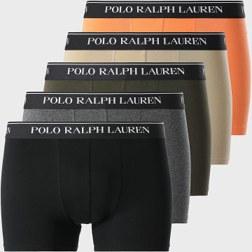 Polo Ralph Lauren - Lot De 5 Boxers Noir Gris Beige Orange Vert Kaki