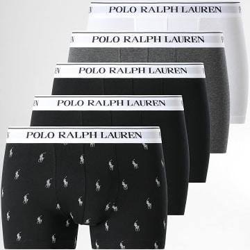 Polo Ralph Lauren - Lot De 5 Boxers Blanc Gris Anthracite Chiné Noir
