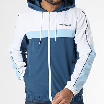Sergio Tacchini - Veste Zippée Capuche Alata 41054 Bleu Marine Blanc
