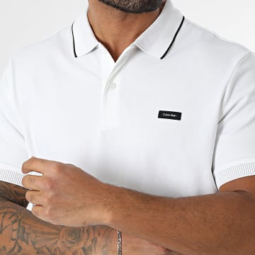 Calvin Klein - Polo Manches Courtes Pique Multi Tipping 4141 Blanc
