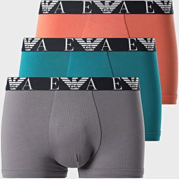 Emporio Armani - Lot De 3 Boxers EM000259-AF10778 Gris Orange Bleu Canard
