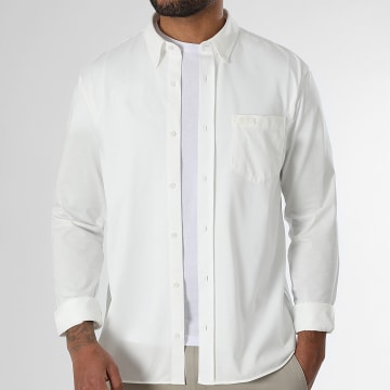 Lacoste - Chemise Manches Longues Poche Logo Brodé Crocodile Regular Fit Blanc