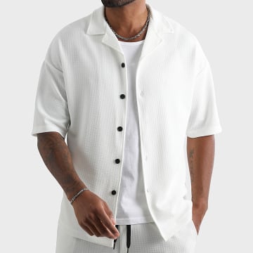 LBO - Chemise Manches Courtes Large Texturé Waffle 1831 Blanc