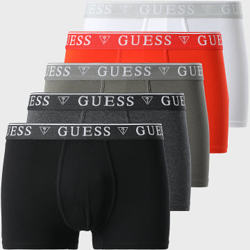 Guess - Lot De 5 Boxers U4YG16-K6YW1 Noir Gris Blanc Orange Gris Anthracite Chiné