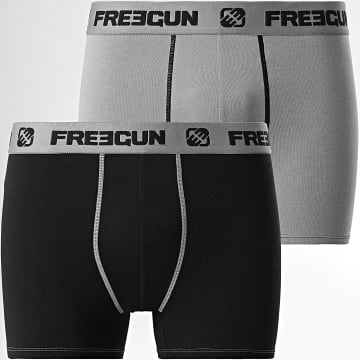 Freegun - Lot De 2 Boxers Ultra Stretch Noir Gris