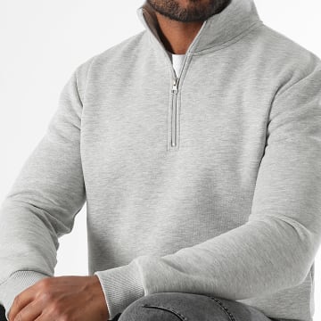 LBO - Sweat Col Montant Zippé 3748 Gris Chiné