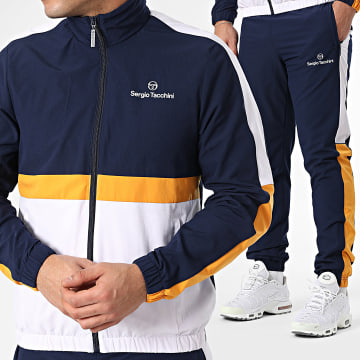 Sergio Tacchini - Ensemble De Survetement A Bandes Alata 41055 Bleu Marine Blanc Orange