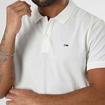 Tommy Jeans - Polo Manches Courtes Slim Placket 0676 Blanc