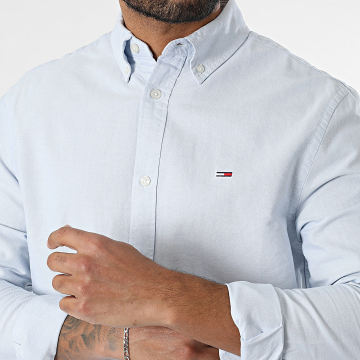 Tommy Jeans - Chemise Manches Longues Oxford 1298 Bleu Clair Chiné
