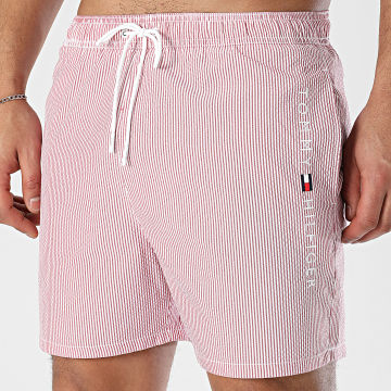 Tommy Hilfiger - Short De Bain A Rayures Medium Drawstring 3265 Rouge Blanc