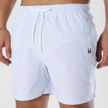 Tommy Hilfiger - Short De Bain A Rayures Medium Drawstring 3265 Bleu Blanc