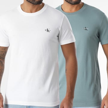 Calvin Klein - Lot De 2 Tee Shirts 0199 Blanc Bleu Gris