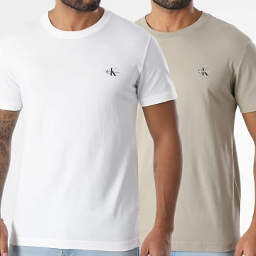 Calvin Klein - Lot De 2 Tee Shirts 0199 Blanc Beige