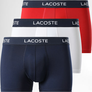 Lacoste - Lot De 3 Boxers Classic Bleu Marine Blanc Rouge