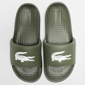Lacoste - Claquettes Serve Slide 0.0 Logo Crocodile Vert Kaki