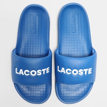 Lacoste - Claquettes Serve Slide Logo Lettrage Bleu Roi
