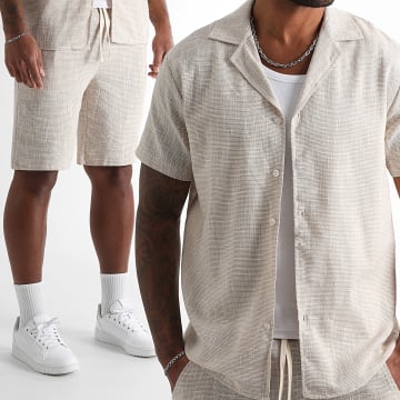 LBO - Ensemble Chemise Manches Courtes Et Short Texturé 1715 Beige