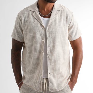 LBO - Chemise Manches Courtes Texturé 1847 Beige