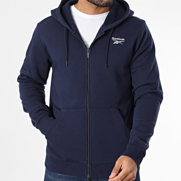 Reebok - Identity SL Felpa in pile con cappuccio e zip 100202861 Blu navy