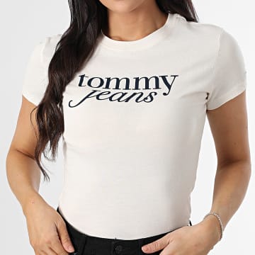 Tommy Jeans - Tee Shirt Slim Femme Essential Logo 9447 Rose Clair
