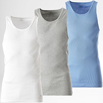Calvin Klein - Lote de 3 camisetas sin mangas 4036 Blanco Heather Gris Azul claro