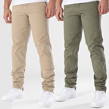 Jack And Jones - Lot De 2 Pantalons Chino Kane Dave Beige Vert Kaki