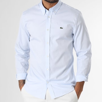 Lacoste - Chemise Manches Longues Logo Brodé Crocodile Bleu Clair