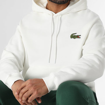 Lacoste - Sweat Capuche Loose Fit Logo Brodé Crocodile Blanc