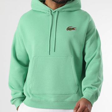 Lacoste - Sweat Capuche Loose Fit Logo Brodé Crocodile Vert