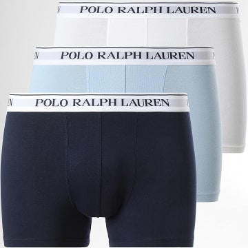 Polo Ralph Lauren - Lot De 3 Boxers Blanc Bleu Clair Bleu Marine