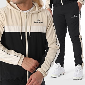 Sergio Tacchini - Ensemble De Survetement Alata 41054 41053 Noir Beige Blanc
