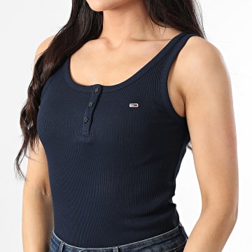 Tommy Jeans - Débardeur Slim Femme Button 9492 Bleu Marine