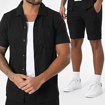 Zayne Paris  - Ensemble Chemise Manches Courtes Et Short Jogging Noir