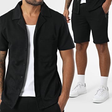 Zayne Paris  - Ensemble Chemise Manches Courtes Et Short Jogging Noir