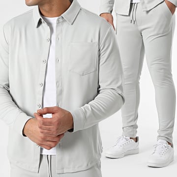 Zayne Paris  - Conjunto de camisa y pantalón gris de manga larga