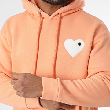 ADJ - Sweat Capuche Coeur Chic Orange Blanc