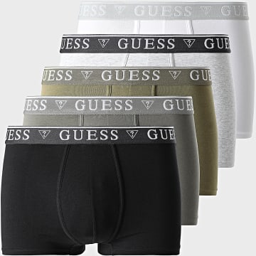 Guess - Lot De 5 Boxers U4YG16-K6YW1 Blanc Noir Gris Chiné Gris Vert Kaki